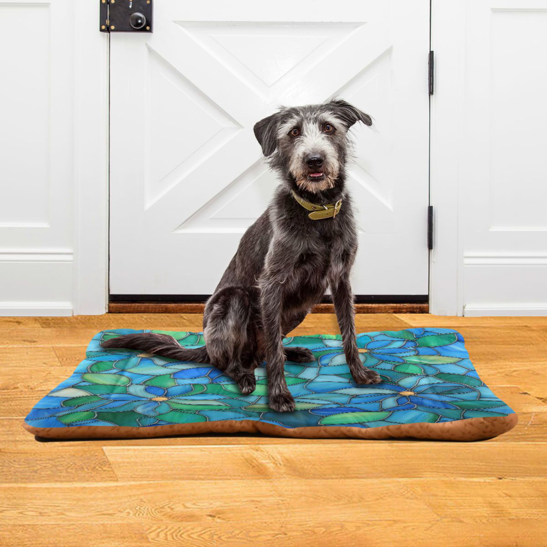 Qxltty Light Blue Green Glass Ped Pad Wear-resistant and Hard to Bite Through Sleeping Pad for Small Medium Large Dogs Winter Pet Bed 36×24in