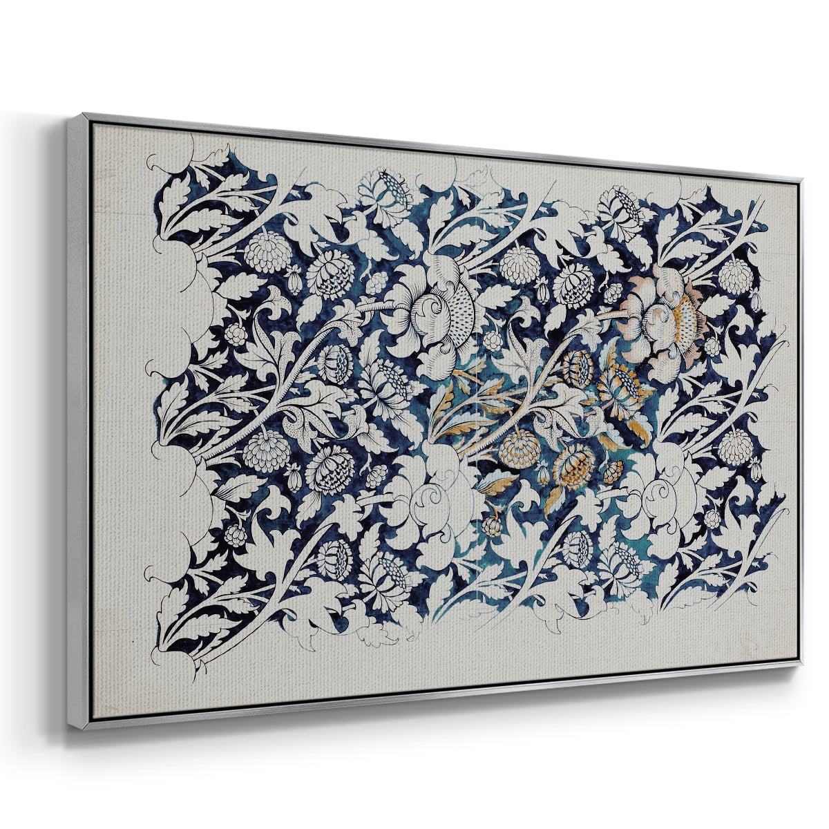 Vintage Abstract Print-XXVII Framed in Silver Wood Gallery Wrapped Canvas 17 in. x 25 in.