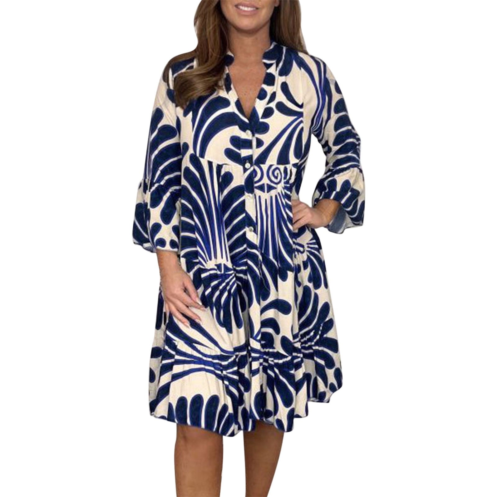 Womens Dress Winery Dress Women's Comfortable Loose Fitting Printed Casual Dress Adult Female Clothes Blue Size L - Walmart.ca Womens Dress Winery Dress Women's Comfortable Loose Fitting Printed Casual Dress Adult Female Clothes Blue Size L - Walmart.ca