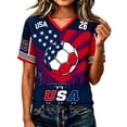 thumbnail image 3 of 2026 New Womens USA Soccer Jersey T-Shirt Printed, United States Jersey Soccer, V Neck Short Sleeve Match Day Sweat Resistant Football Training Shirts for Adult(Purple, S), 3 of 6
