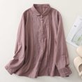 thumbnail image 2 of Kaemgyyd Womens Button down Shirts Casual Cotton Linen Long Sleeve Blouses Oversized Boyfriend Collared Boyfriend Tops, 2 of 3