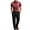 Red, variant on Men's 2 Piece Sets Dressy Formal Lapel Plaid Short Sleeve Tops with Buttoned Suit Long Pants Casual Outfits for Business