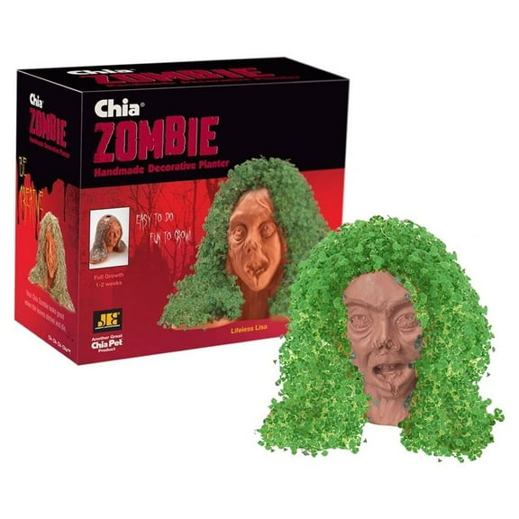 Chia Pet Zombie Lifeless Lisa - Decorative Pot Easy to Do Fun to Grow Chia Seeds