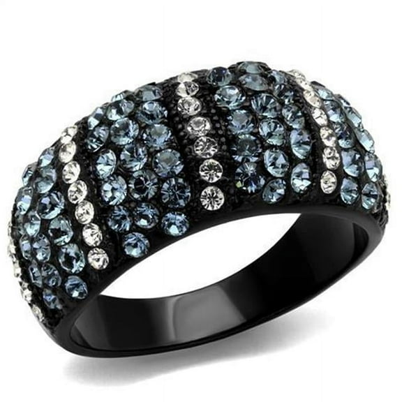 Alamode TK2355-5 Women IP Black Stainless Steel Ring with Top Grade Crystal in Montana - Size 5