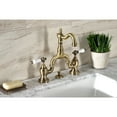 thumbnail image 4 of Kingston Brass KS7973PL English Country Bridge Bathroom Faucet with Brass Pop-up, Antique Brass, 4 of 7