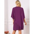 thumbnail image 5 of DARING DIVA Women's Fall 3/4 Sleeve V Neck Chiffon Cape Overlay Dress S Dark Purple, 5 of 7