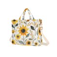 thumbnail image 7 of FORMRS Womens Corduroy Tote Bag Crossbody Shoulder Handbag with Pocket, White Watercolor Sunflowers, 7 of 7