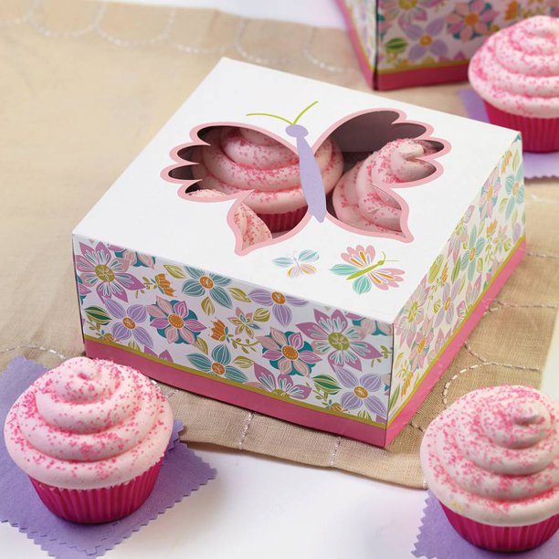 Cupcake BoxesArtistic Butterfly 4 Cavity, 3pk