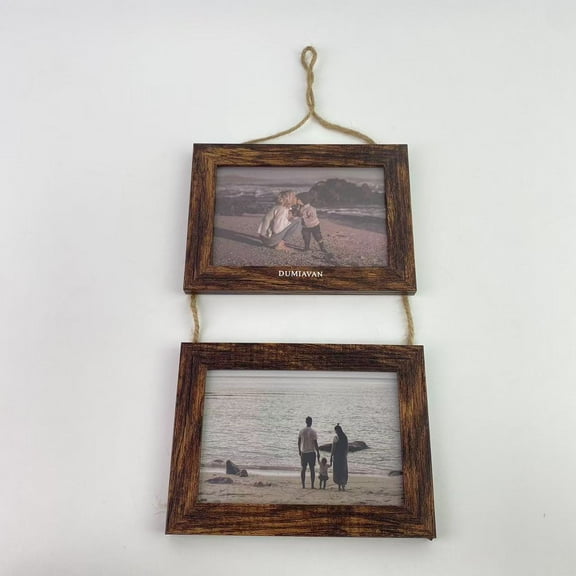 DUMIAVAN Picture frames,4x6 Wall Hanging Picture Frames Collage with 2 Opening Rustic Brown Frames