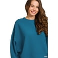 thumbnail image 6 of Zenana Women's Round Neck Long Sleeve Pullover Tee & Wide Leg Drawstring Pants Set, 6 of 7