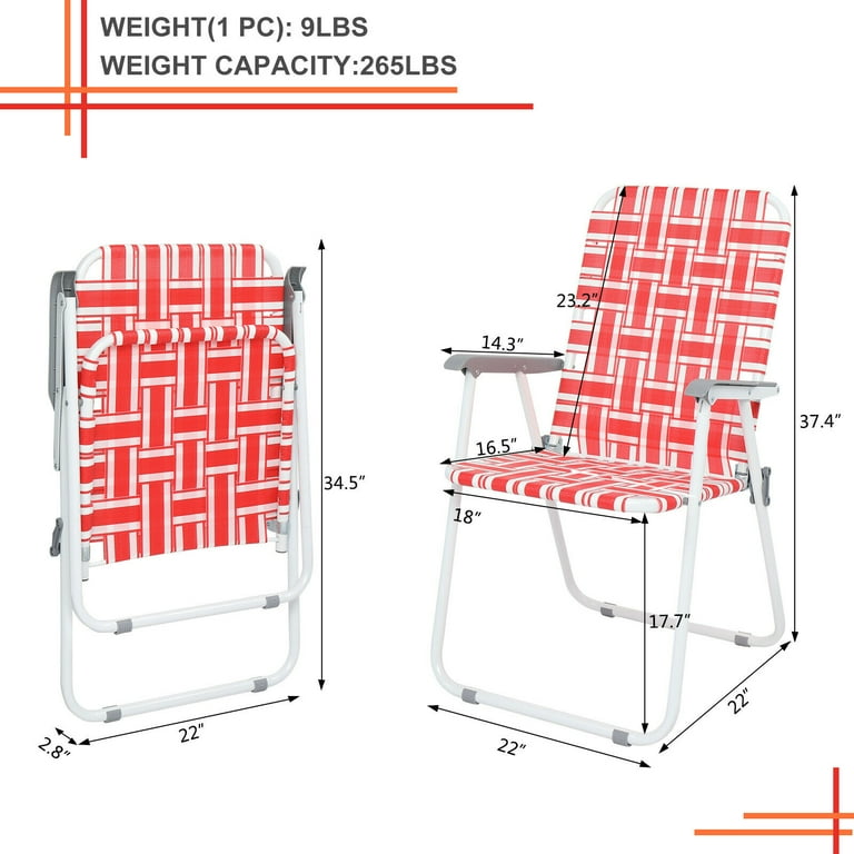 2 Pack Patio Lawn Chairs Webbed Folding Chair Outdoor Beach Chair