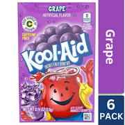 6 Pack Grape Kool-Aid Unsweetened Delicious  Artificially Flavored Powdered Drink Mix, 0.14 oz. FREE BONUS SAMPLER INCLUDED WITH THIS OFFER