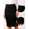 thumbnail image 2 of DARING DIVA Women's Soft  Stretchy Knee Length Bodycon  Skirt with Slit and Belt XS Black, 2 of 6