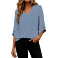 thumbnail image 5 of Qiggri 3/4 Length Sleeve Womens Tops Dressy Casual Blouses V Neck T Shirts Summer Tops Spring Outfits Loose Fit L, 5 of 7