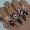 thumbnail image 3 of 24pcs/set Long Stiletto Fake Nails Punk Snake Pattern Black White Matte False Nails Artificial Full Nail Tips Manicure Tools, 3 of 6