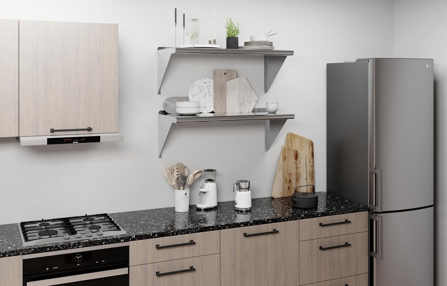 Springg 36" Long X 16" Deep Stainless Steel Wall Shelf | NSF Certified | Appliance & Equipment Metal Shelving | Kitchen, Restaurant, Garage, Laundry, Utility Room