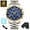 Gold&Blue, variant on Luxury Business Men Quartz Watch Big Dial Luminous Wrist Watch Calendar Minute Second Chronograph Wristwatch