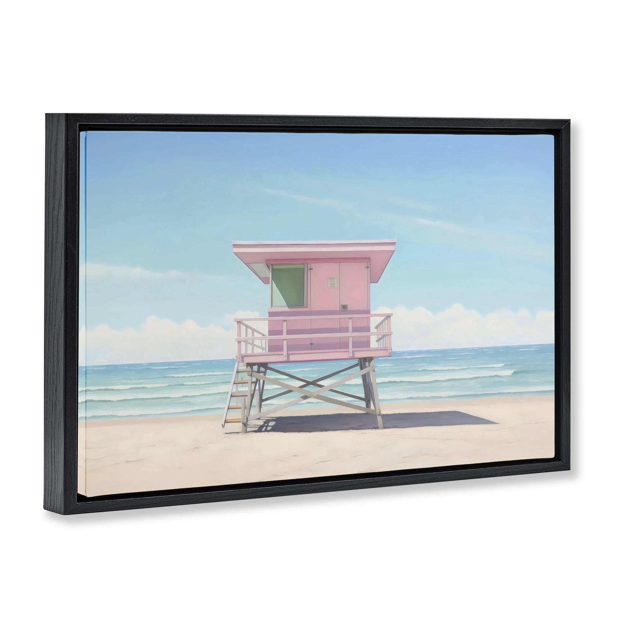 Stupell Industries Miami Beach Lifeguard Station Black Framed Floater Canvas Wall Art, design by Creative Studio
