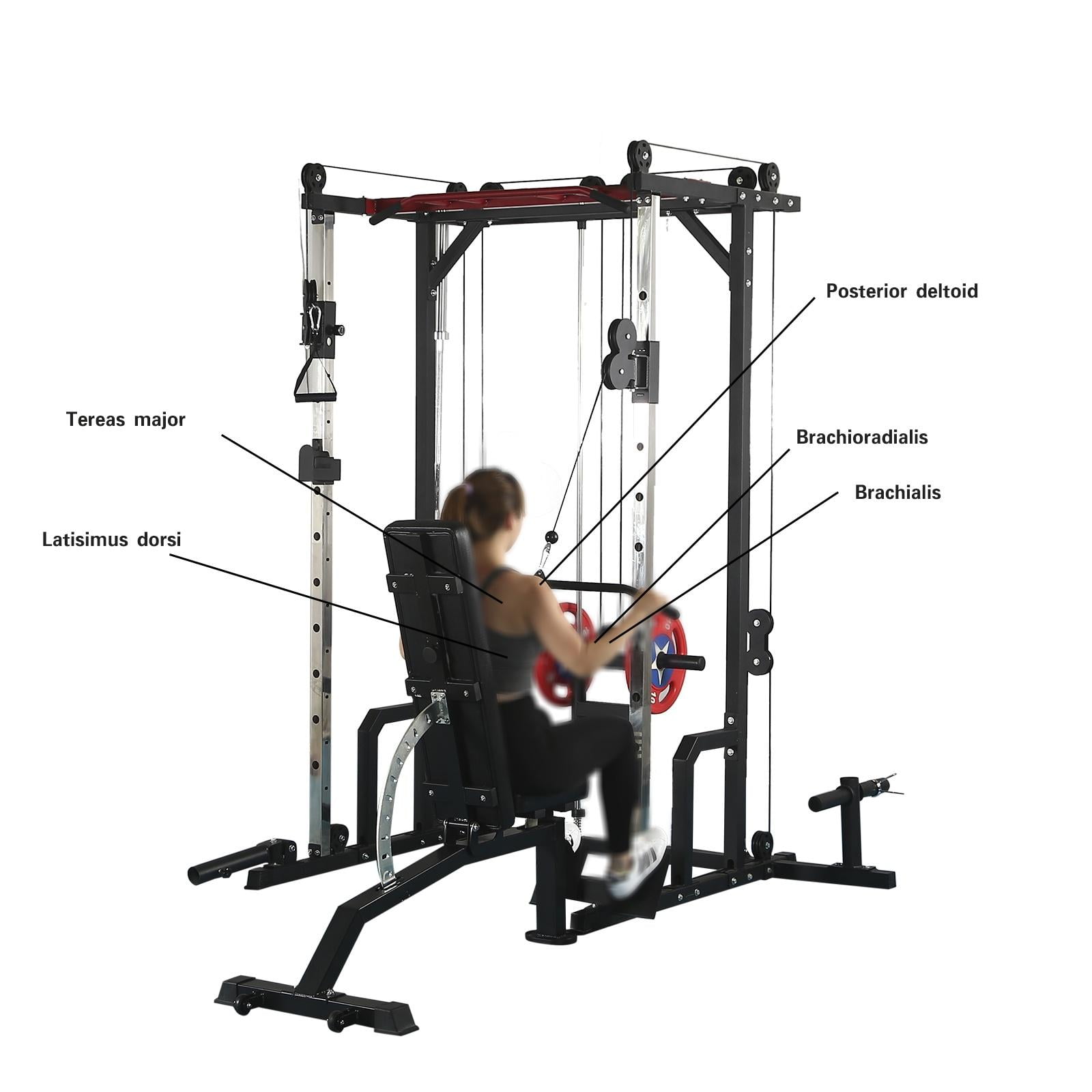 Multi-Function Squat Rack Power Cage, 1400lbs Full Body Training Weight Cage w/LAT PullDown & Cable Crossover System, Professional Home Gym Equipment for Fitness Enthusiast