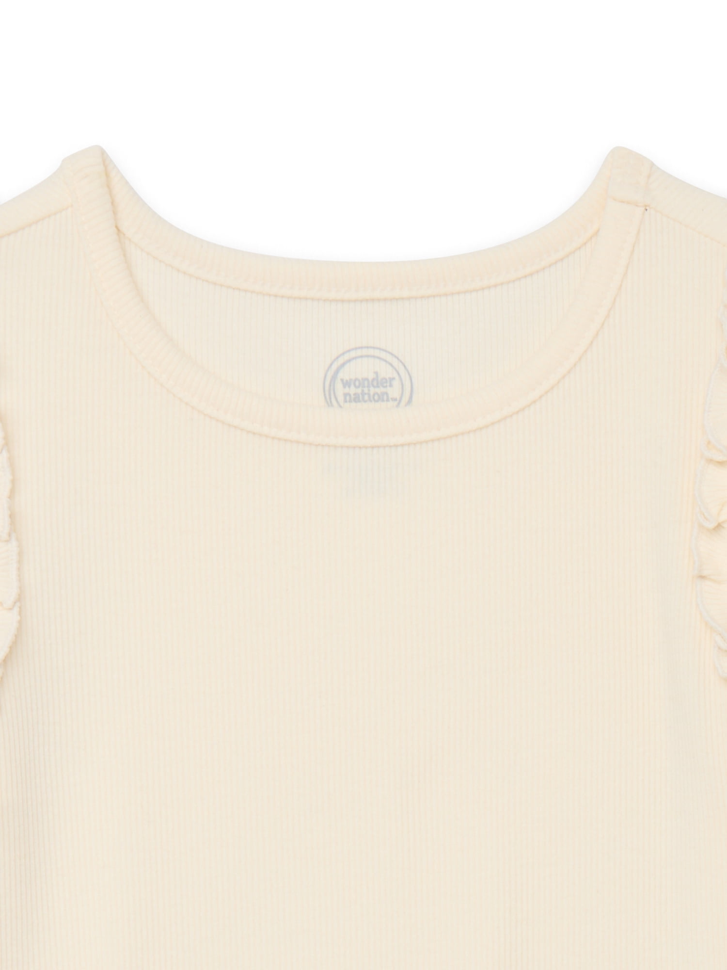 Wonder Nation Girls Short Sleeve Knit Ruffle Top, Sizes 4-18 & Plus