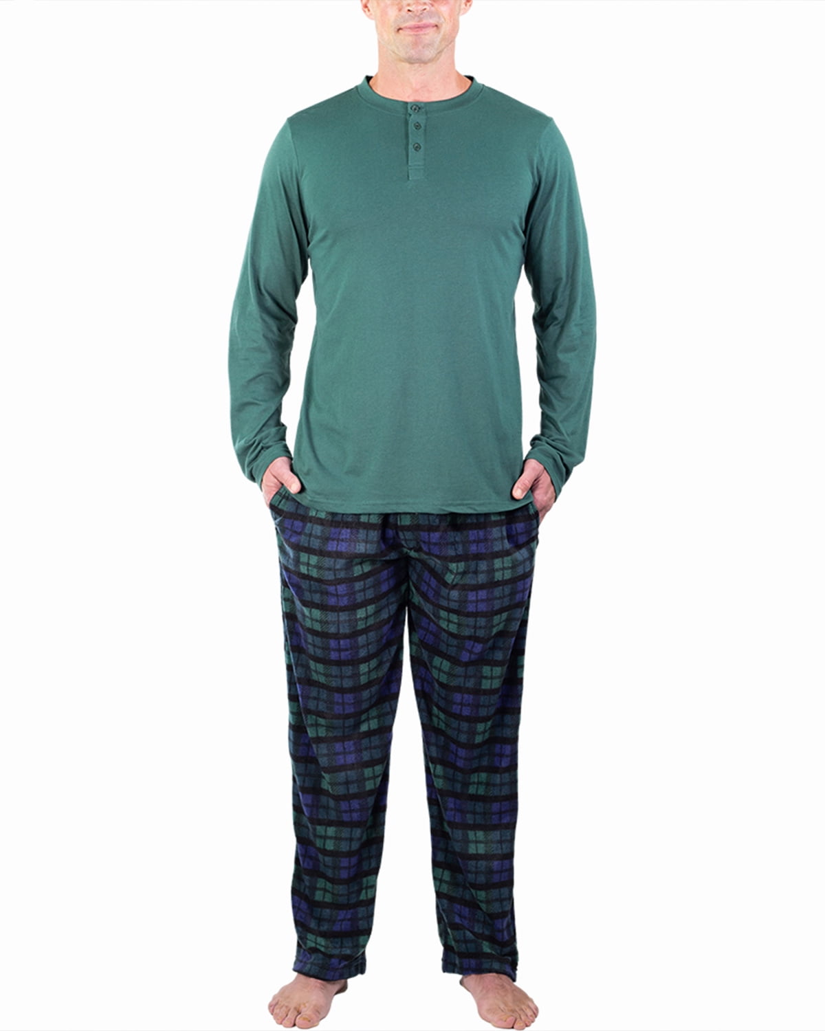 Irevial Mens Pyjamas Sets Cotton Long Sleeve Pjs Loungewear Sleepwear Nightwear Top & Bottoms Outfits 