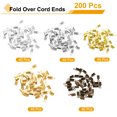 thumbnail image 3 of 200 Pcs Fold Over Cord Ends, 10.2x2.5mm Ribbon Crimp Ends Cap, Clasp Tips for Leather Craft Making Diy (5 Colors), 3 of 6