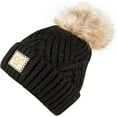thumbnail image 3 of Funky Junque Infant Pom Beanie - Diagonal Basketweave Pattern - Black (Single Pom), 3 of 5