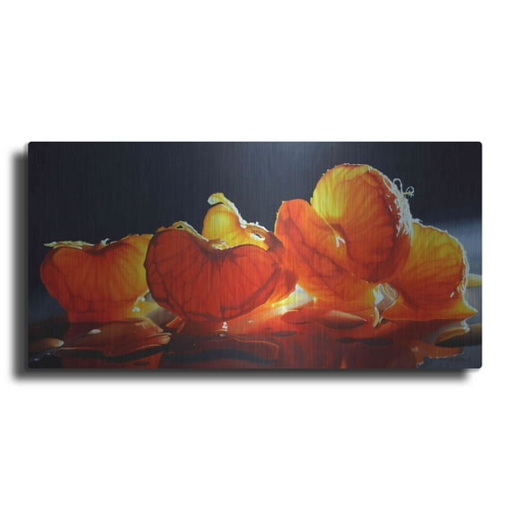 Luxe Metal Art 'Mandarin Orange' by Cecile Baird, Metal Wall Art, 24"x12"