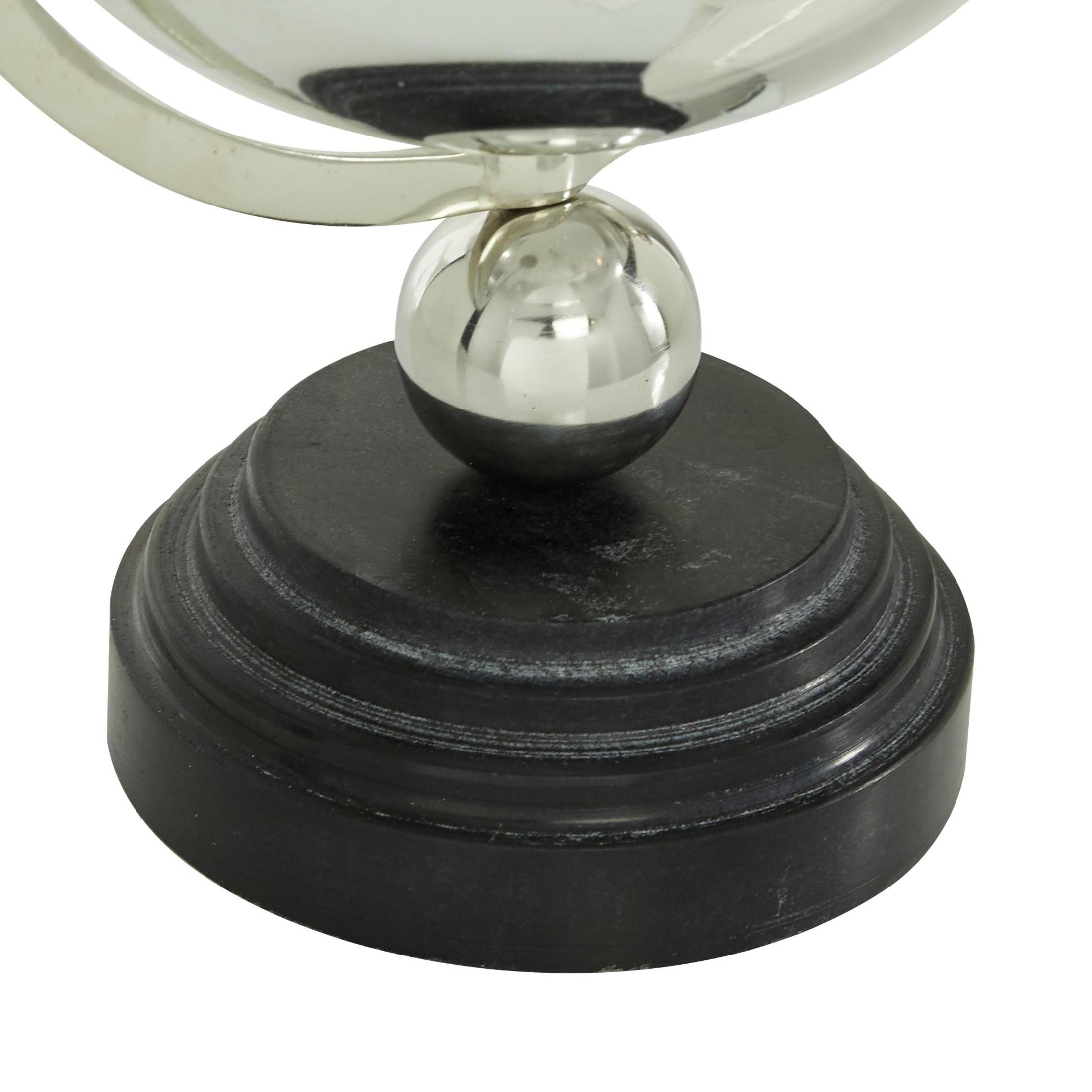 DecMode 8" Silver Globe with Marble Base and Tiered Base