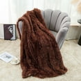 thumbnail image 3 of DONGPAI Decorative Soft Fluffy Faux Fur Throw Blanket, Long Shaggy Cozy Furry Blanket Comfy Flannel Fuzzy Blanket for Bedroom Sofa Couch, 51''x 63'', Brown, 3 of 7
