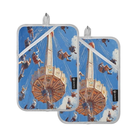 BZSMCE Pot Holder Oven Mitts Cooking baking Rotating Flying Chair Painting Creative Pattern Size:7x9.8in