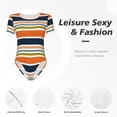 thumbnail image 6 of Uemuo Colorful Pastel Stripes Pattern Women's One Piece Short Sleeve Swimsuit Rash Guard Surfing Modest Quick-drying Swimsuit Beach Essentials-XX-Large, 6 of 9