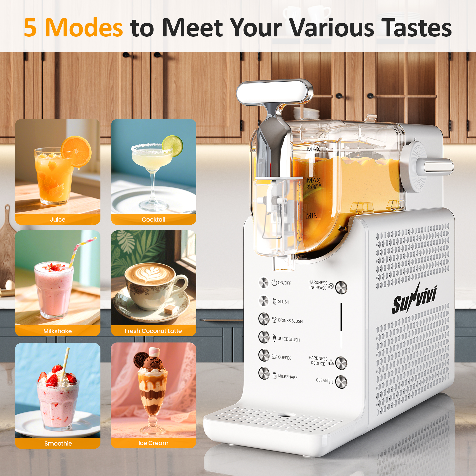 CozyHom Slushie Machine for Home: 68oz Single-Tank Frozen Drink Maker with Rapid Chill Technology, Self-Cleaning System & 5 Drink Modes, Keep Drinks Cold up to 12 Hours, ETL Certified, White