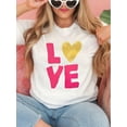 thumbnail image 1 of Women's Casual Valentine's Day Heart Graphic Print Crew Neck T-Shirt, Valentine's Day Gift, Printed Round Neck T-Shirt, Letter Pattern Printed T-Shirt, Short Sleeve Round Neck Casual Top, Suitable fo, 1 of 5