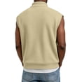 thumbnail image 4 of GrmtClth Men's Waffle Knit Sleeveless Vest 2026 Quarter Zip Lightweight Casual Workout Tank Tops Soft Breathable Athletic Tops for Gym Street Style Shirts Khaki 3XL, 4 of 4