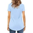 thumbnail image 4 of VANLOFE Fashion Print T-Shirts Light Blue Blouse for Women Women Casual Short Sleeve Flared Sleeves V-Neck Solid Loose T-Shirt Blouse Tops Gift for Sister, 4 of 7