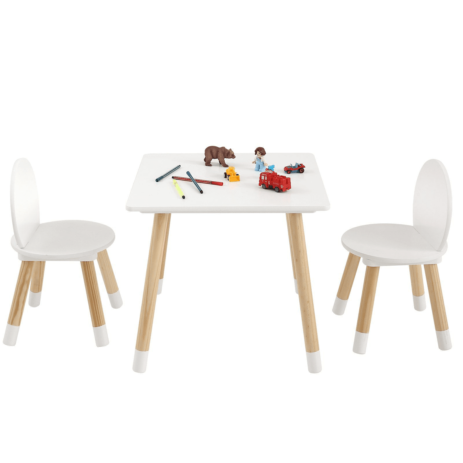 Kids Table and 2 Chairs Set, Toddler Table and Chair Set, Children Multi-Activity Table for Art, Craft, Reading, Learning, 1 Table and 2 Chairs