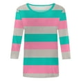 thumbnail image 5 of T Shirts for Women Spring 2026 Crew Neck Casual Basic Tops Fashion Summer 3/4 Sleeve Striped Tee, 5 of 6