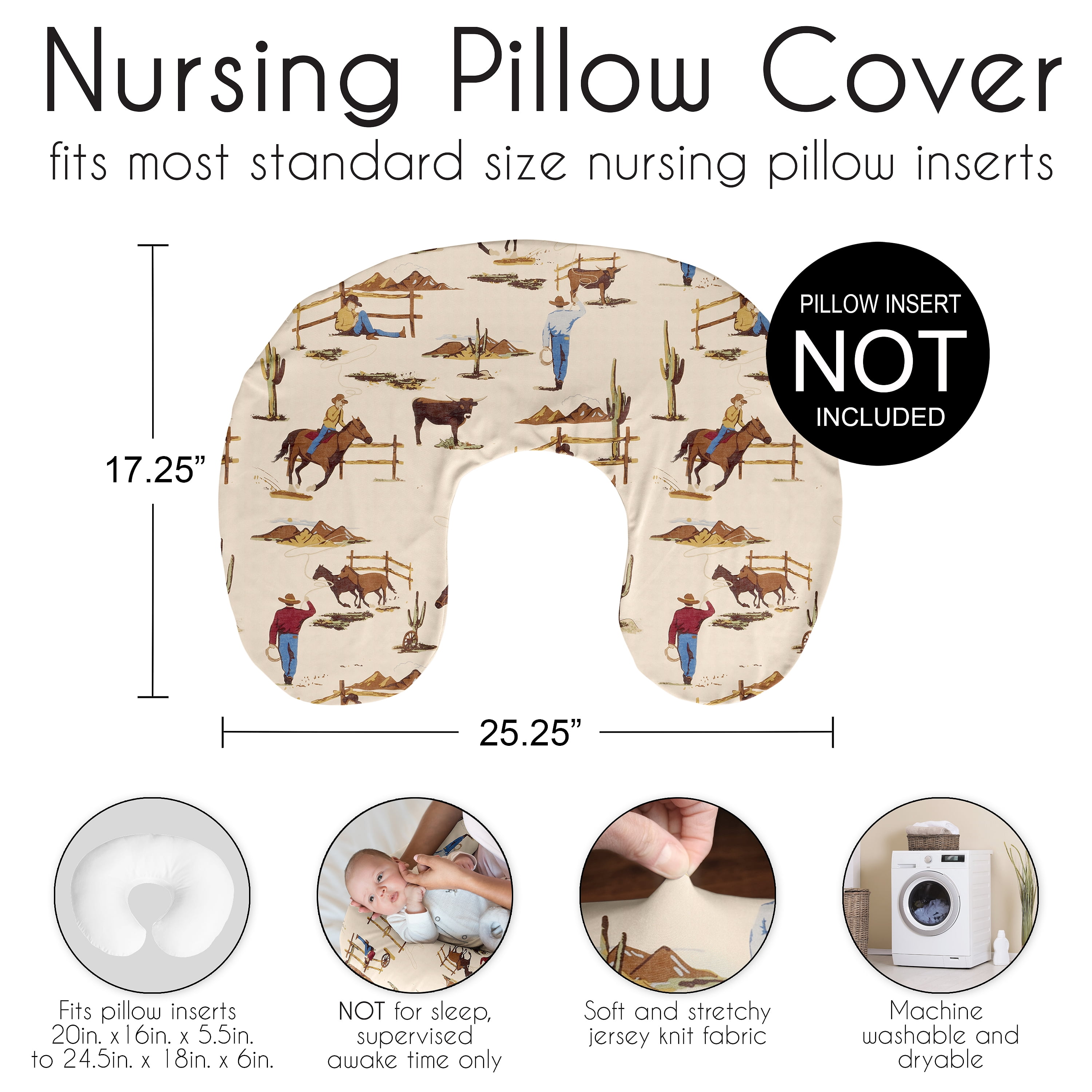 Sweet Jojo Designs Wild West Cowboy Brown Red Blue Nursing Pillow Cover Case (Pillow Not Included) (Pillow NOT Included)