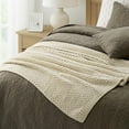 thumbnail image 4 of EVERGRACE Chunky Chenille Knit Throw Blanket for Couch, Soft Luxurious Moss Stitch Blankets for Bed, Cozy Decorative Farmhouse Knitted Throws for Sofa, Beige, 50" x 60", 4 of 9