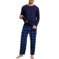 thumbnail image 5 of INSPIRAR CHIC Pijama de Dos Piezas para Hombre de Manga Larga en Color Sólido con Patrón de Cuadros 2XL Azul Oscuro, 5 of 5