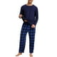 thumbnail image 5 of INSPIRAR CHIC Conjunto de Pijamas de Dos Piezas para Hombre, de Manga Larga, Color Sólido, Patrón de Cuadros, Azul Oscuro, 5 of 5