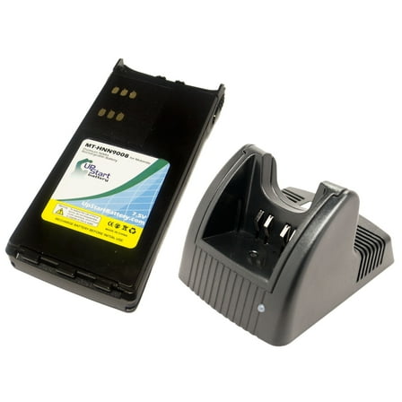 Motorola PRO5150 Battery and Charger - Replacement for Motorola HNN9008A Two-Way Radio Batteries and Chargers (1300mAh, 7.5V, NI-MH)