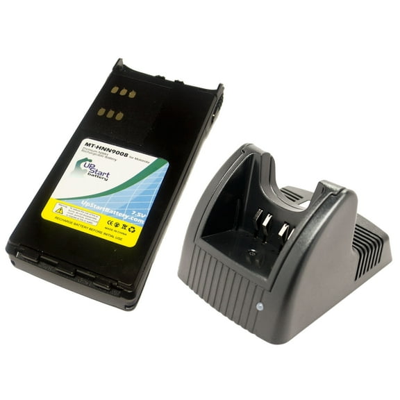 Motorola HT1250.LS  Battery and Charger - Replacement for Motorola HNN9008A Two-Way Radio Batteries and Chargers (1300mAh, 7.5V, NI-MH)