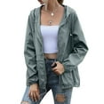 thumbnail image 4 of Cheers.US Rain Jacket Women Striped Lined Hooded Lightweight Raincoat Outdoor Waterproof Windbreaker, 4 of 7