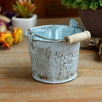 Luxcidy Galvanized Buckets, Farmhouse Metal Bucket White Galvanized Flower Bucket, Plants Pot Home Indoor Outdoor Decor Tin Planter,1pc