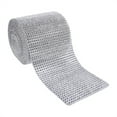 thumbnail image 2 of Malla de cinta de urdimbre de diamante, rollo de cinta de malla de diamantes de imitación de malla de diamante de plástico plateado de 10 yardas Valor excepcional, 2 of 8