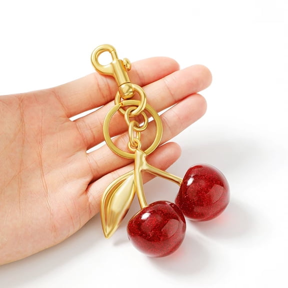Fashion Delicious Red Cherry Keychain Summer Fruits Cherries Pendant Keyring For Women Men Jewelry Bag Accessories Gift