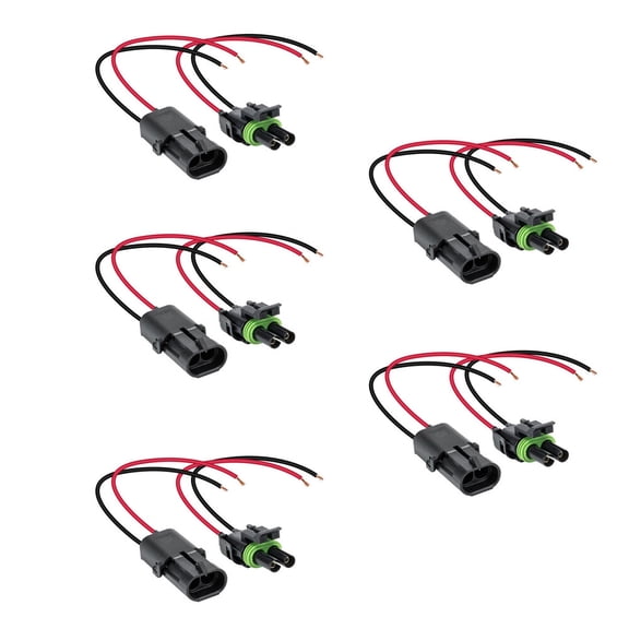 5Pairs  2-Wire Weather Pack Connector Kit Assembled with 10" 16 AWG Wires