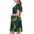 thumbnail image 2 of Gaeub Peacock Feathers2 Print Womens Dresses,Casual Short Sleeve Tunic,Summer Midi Dress for Women,Women's Short sleeve Dress, 2 of 6